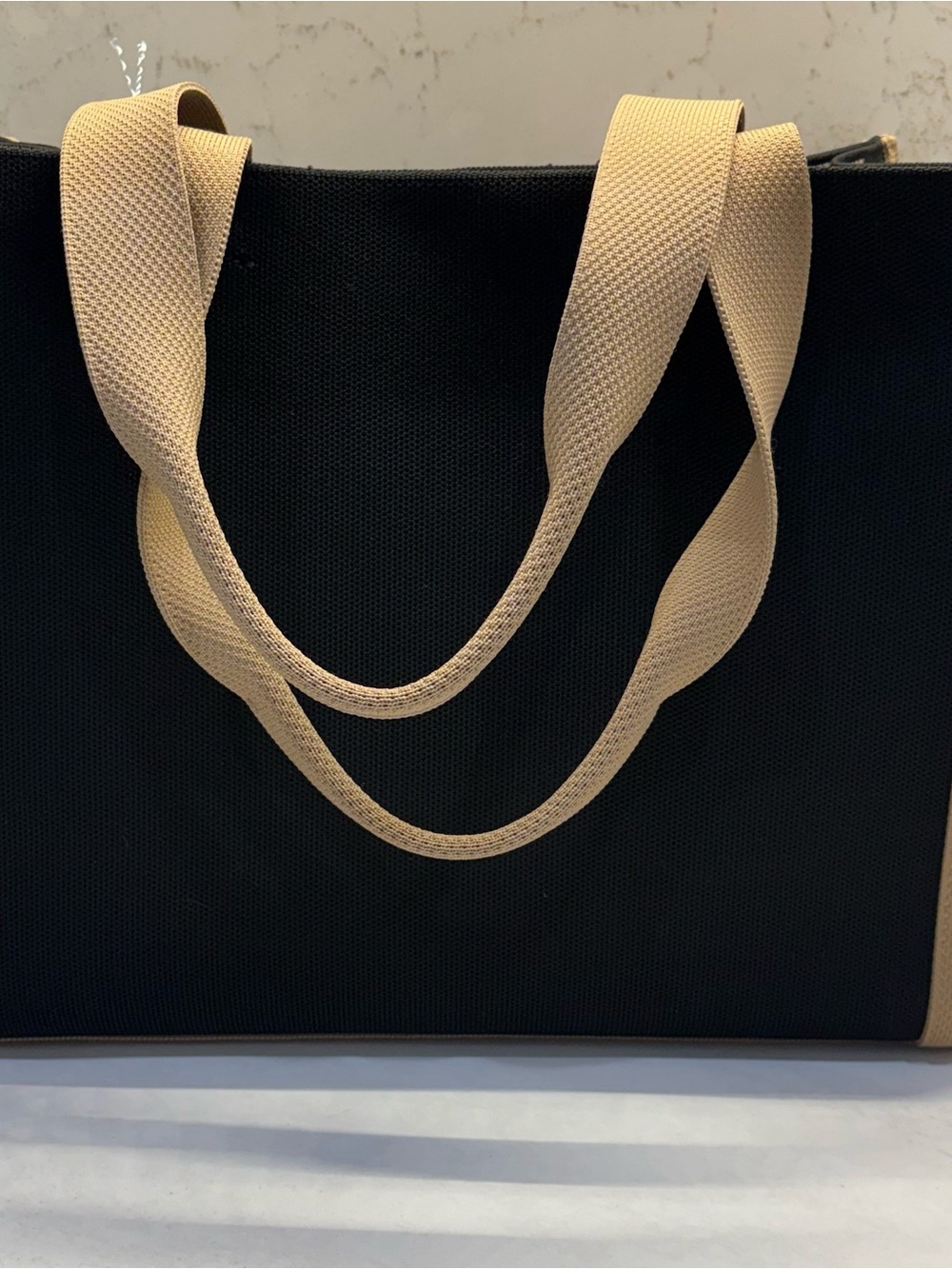 ANTONIO MELANI Black and Beige Tote with Multi-Tassel Accent